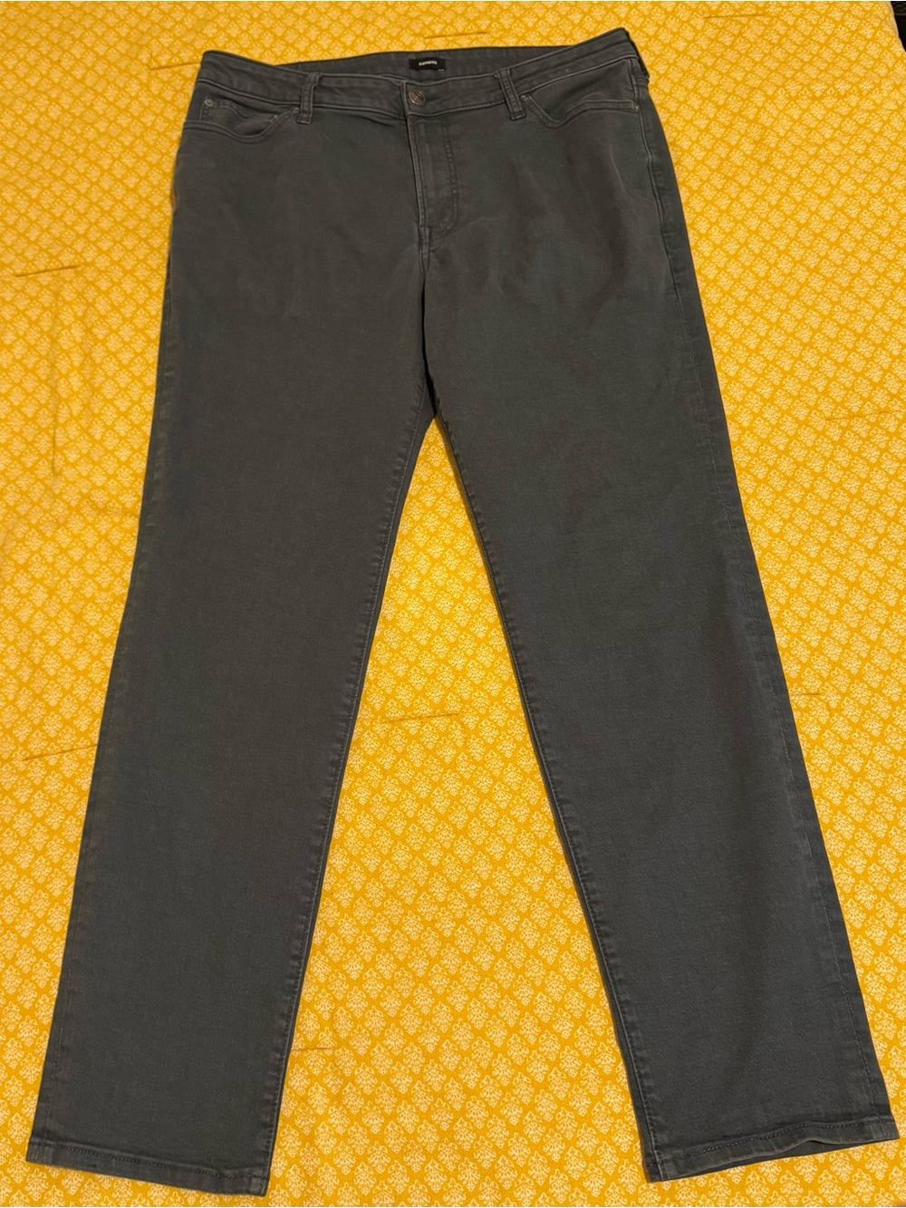 Express Men's Slim Straight Jeans - Gray - Picture 2 of 6